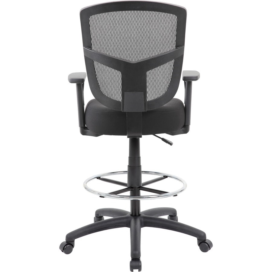Boss Stool, Mesh, Black - Black High Density Foam (HDF) Seat - Black Back - 5-star Base - 1 Each