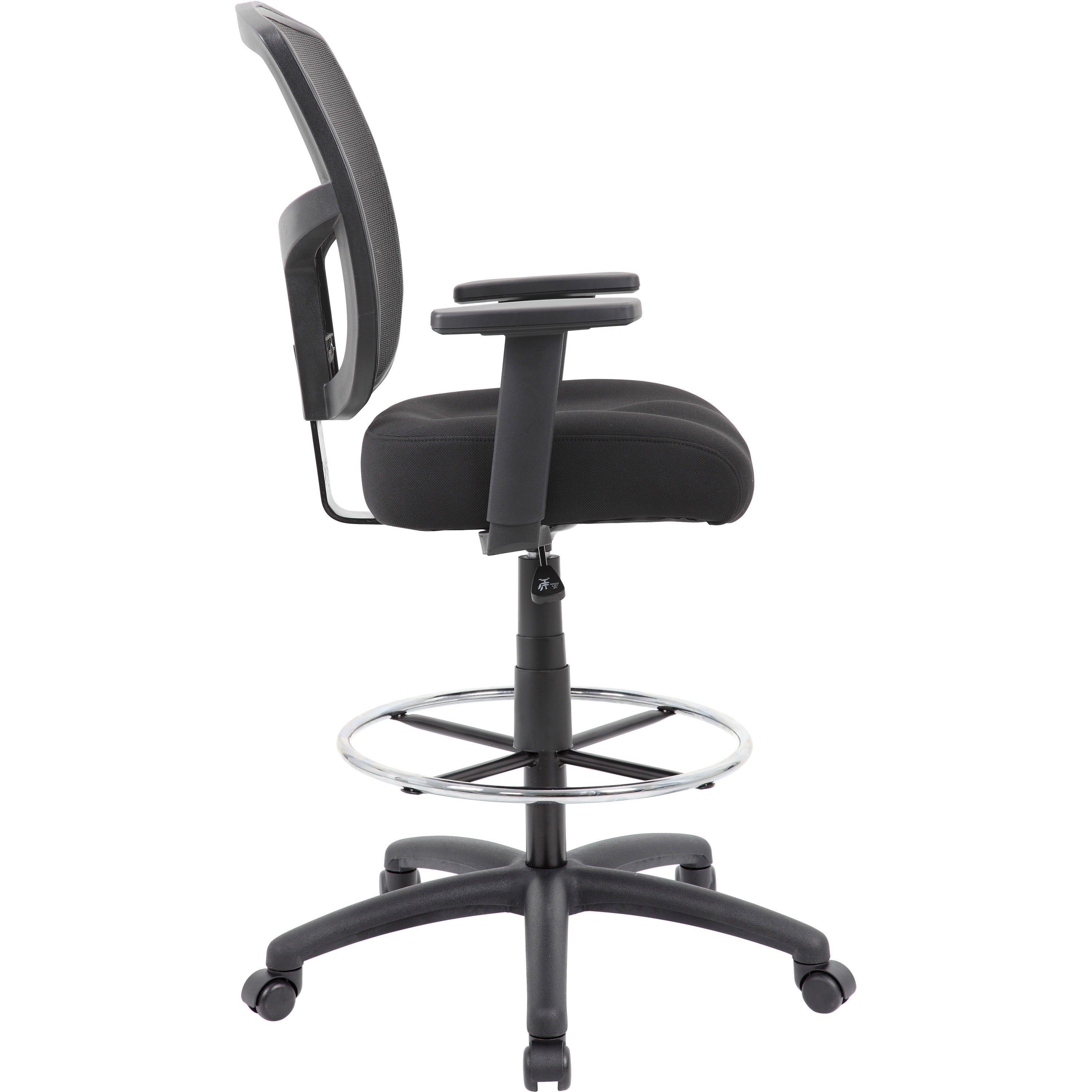 Boss Stool, Mesh, Black - Black High Density Foam (HDF) Seat - Black Back - 5-star Base - 1 Each - 5