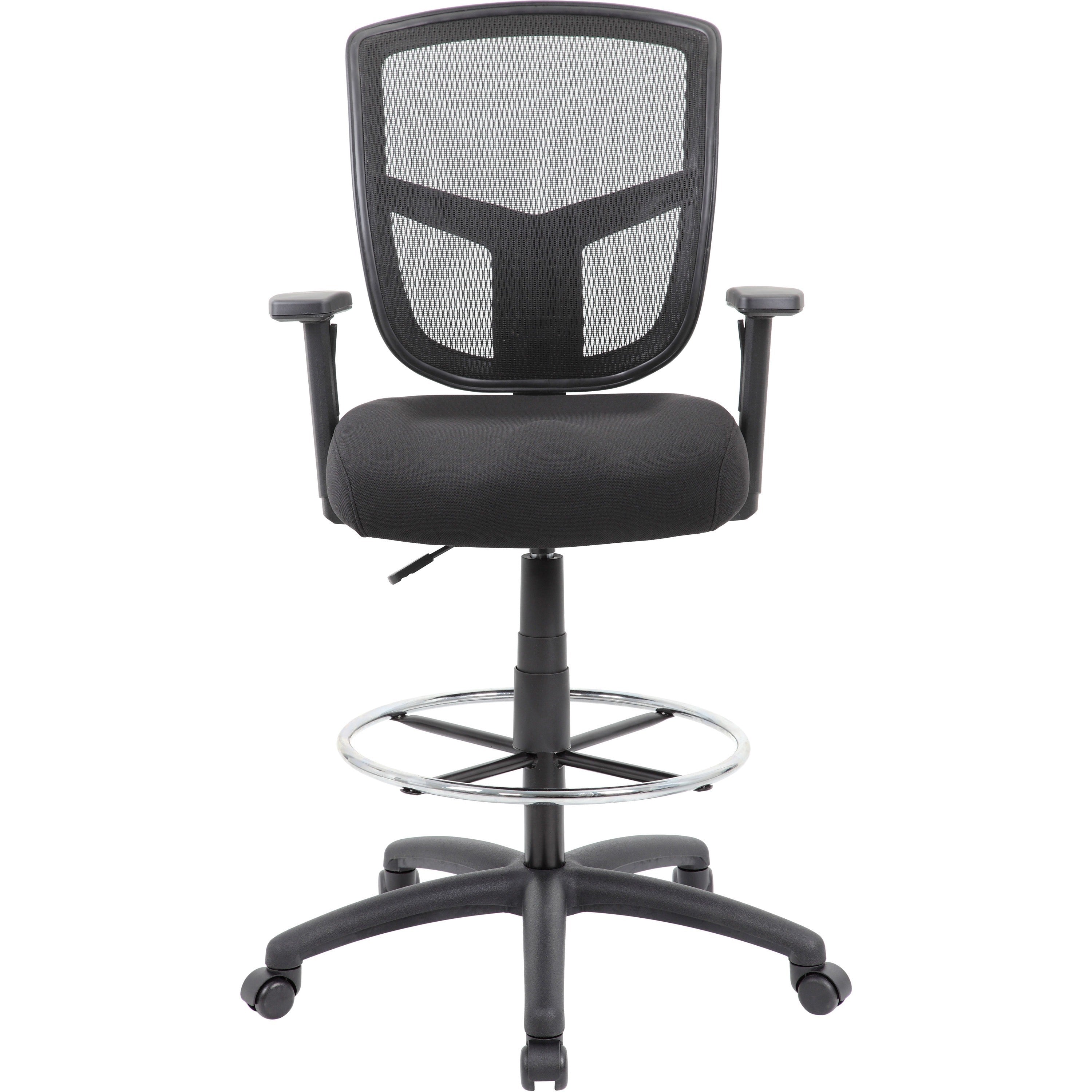 Boss Stool, Mesh, Black - Black High Density Foam (HDF) Seat - Black Back - 5-star Base - 1 Each - 2