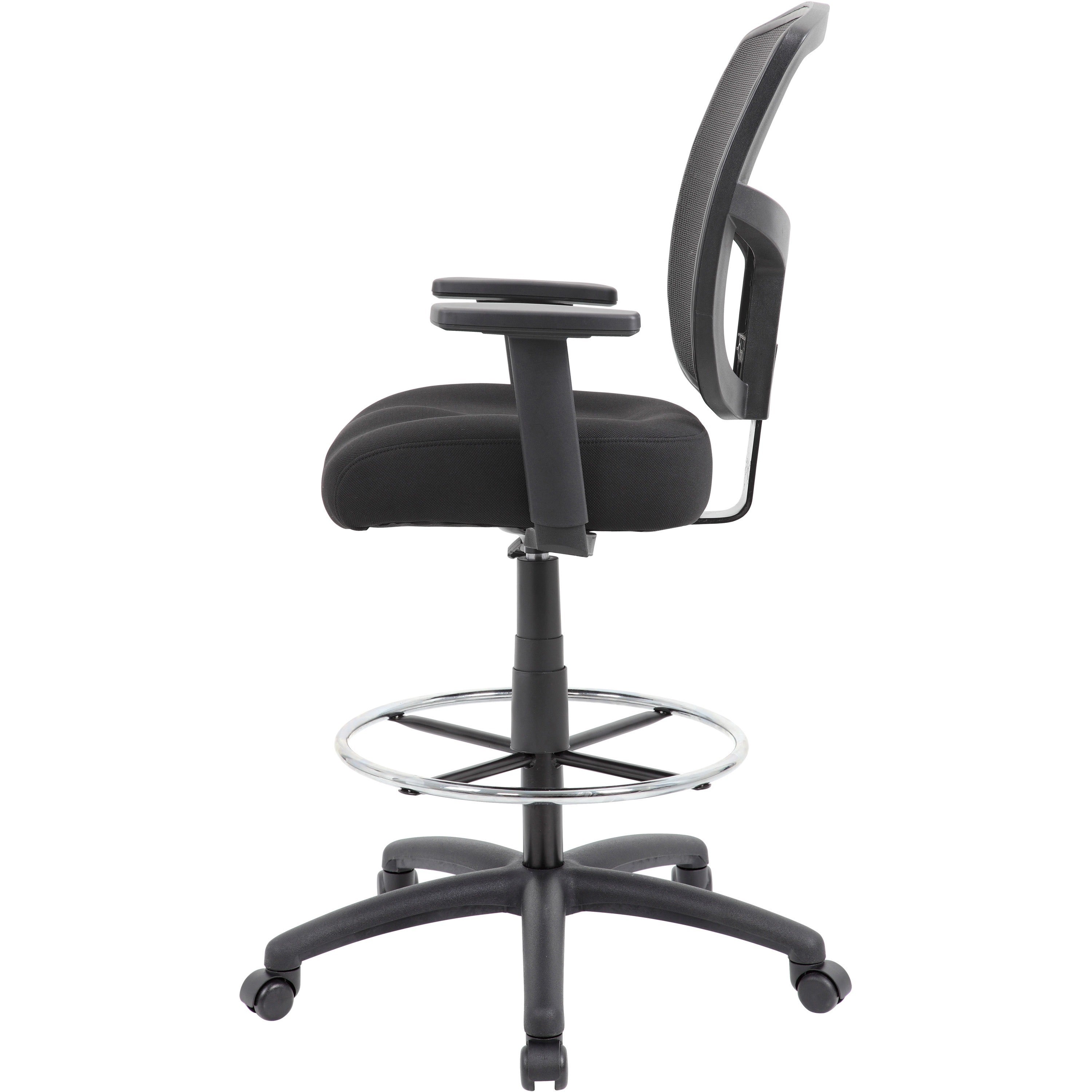 Boss Stool, Mesh, Black - Black High Density Foam (HDF) Seat - Black Back - 5-star Base - 1 Each - 3