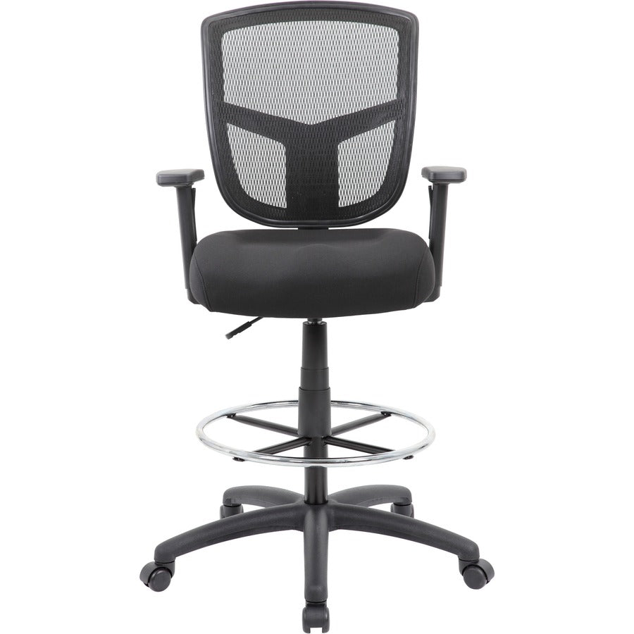 Boss Stool, Mesh, Black - Black High Density Foam (HDF) Seat - Black Back - 5-star Base - 1 Each
