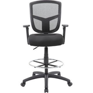 Boss Stool, Mesh, Black - Black High Density Foam (HDF) Seat - Black Back - 5-star Base - 1 Each