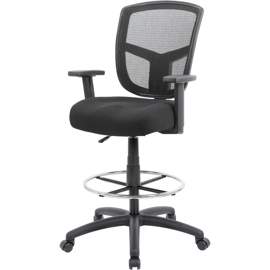 Boss Stool, Mesh, Black - Black High Density Foam (HDF) Seat - Black Back - 5-star Base - 1 Each - 8