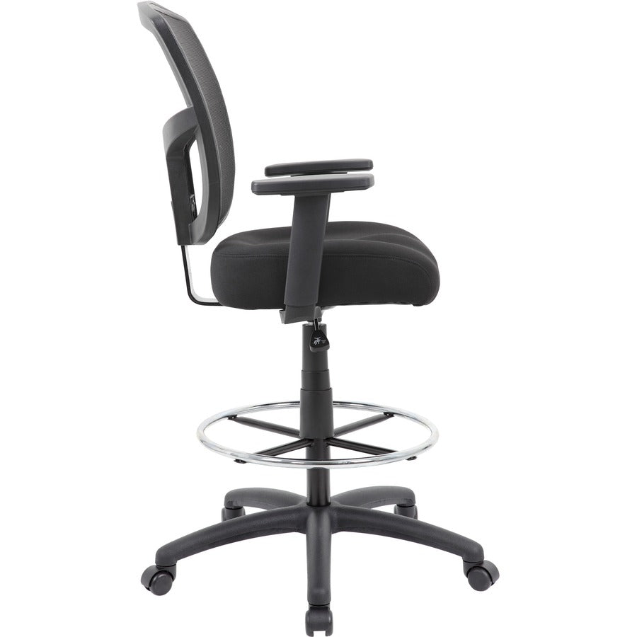 Boss Stool, Mesh, Black - Black High Density Foam (HDF) Seat - Black Back - 5-star Base - 1 Each