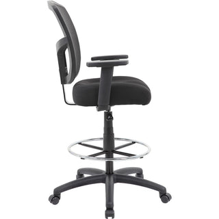 Boss Stool, Mesh, Black - Black High Density Foam (HDF) Seat - Black Back - 5-star Base - 1 Each
