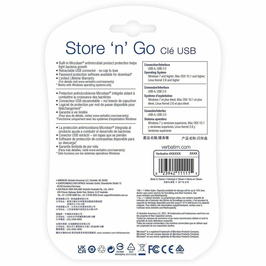 Store 'n' Go USB Flash Drive, 64 GB, Assorted Colors, 2/Pack