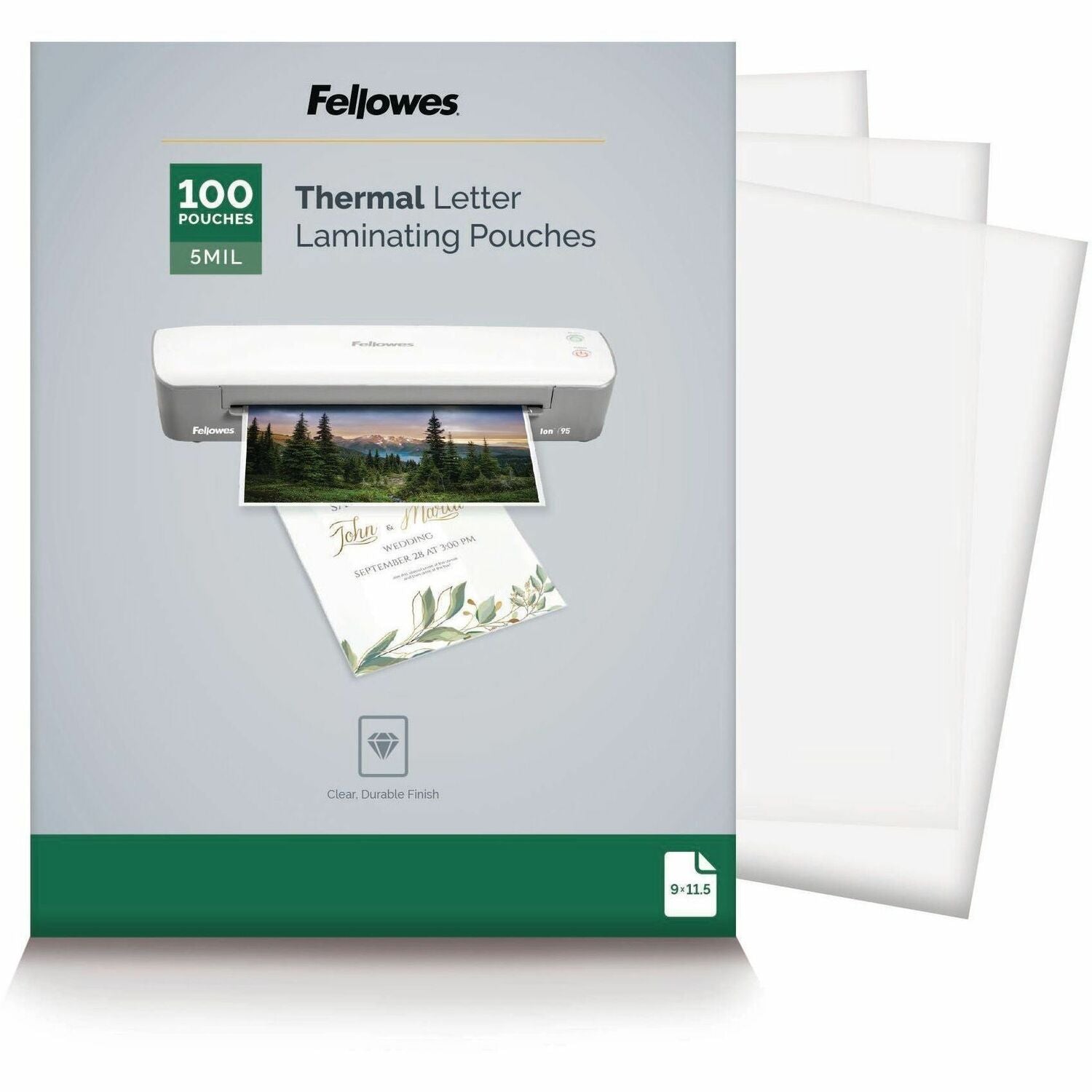 Laminating Pouches, 5 mil, 9" x 11.5", Gloss Clear, 100/Pack