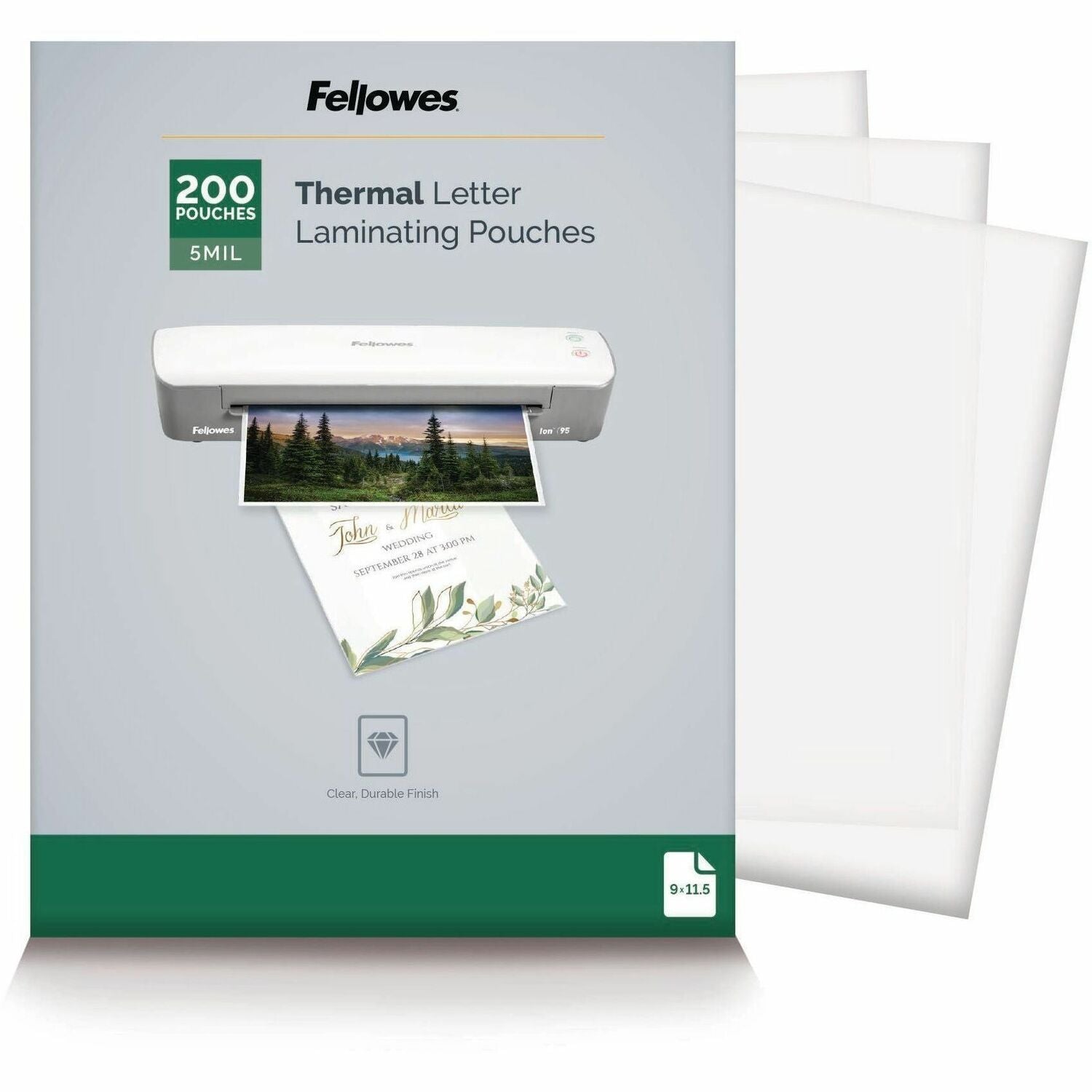 Laminating Pouches, 5 mil, 9" x 11.5", Gloss Clear, 200/Pack