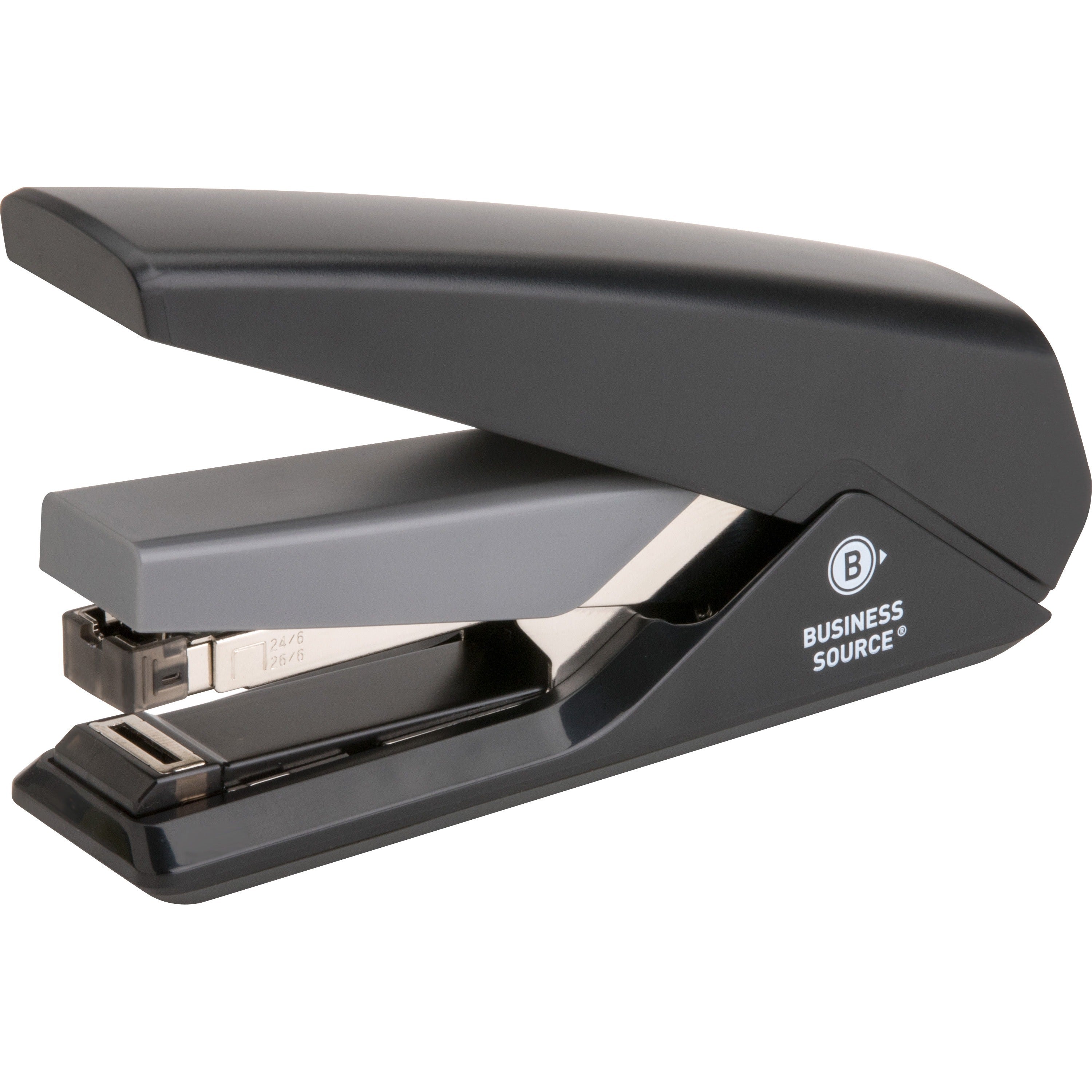 business-source-full-strip-flat-clinch-stapler-30-of-20lb-paper-sheets-capacity-210-staple-capacity-full-strip-1-4-staple-size-1-each-black_bsn62838 - 1