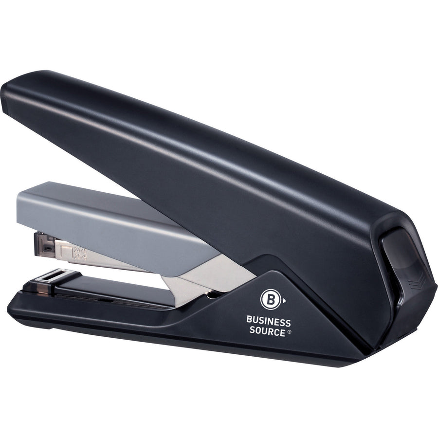 Business Source Full Strip Flat-Clinch Stapler - 30 of 20lb Paper Sheets Capacity - 210 Staple Capacity - Full Strip - 1/4" Staple Size - 1 Each - Black