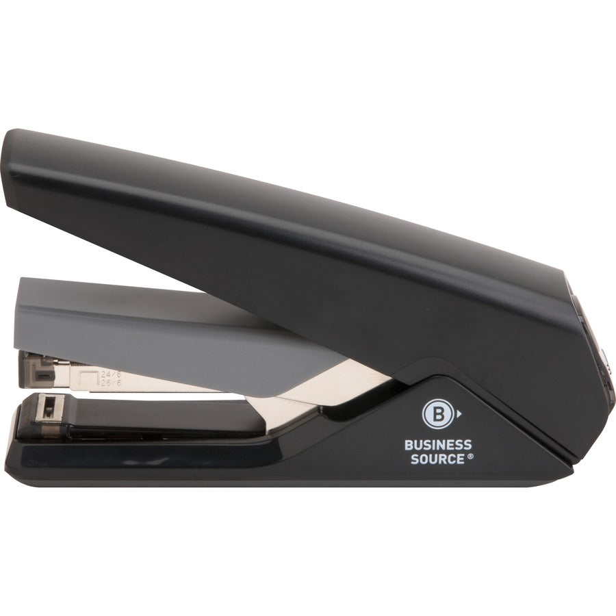 Business Source Full Strip Flat-Clinch Stapler - 30 of 20lb Paper Sheets Capacity - 210 Staple Capacity - Full Strip - 1/4" Staple Size - 1 Each - Black