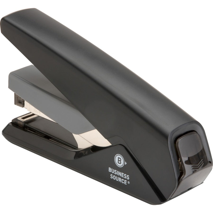 Business Source Full Strip Flat-Clinch Stapler - 30 of 20lb Paper Sheets Capacity - 210 Staple Capacity - Full Strip - 1/4" Staple Size - 1 Each - Black