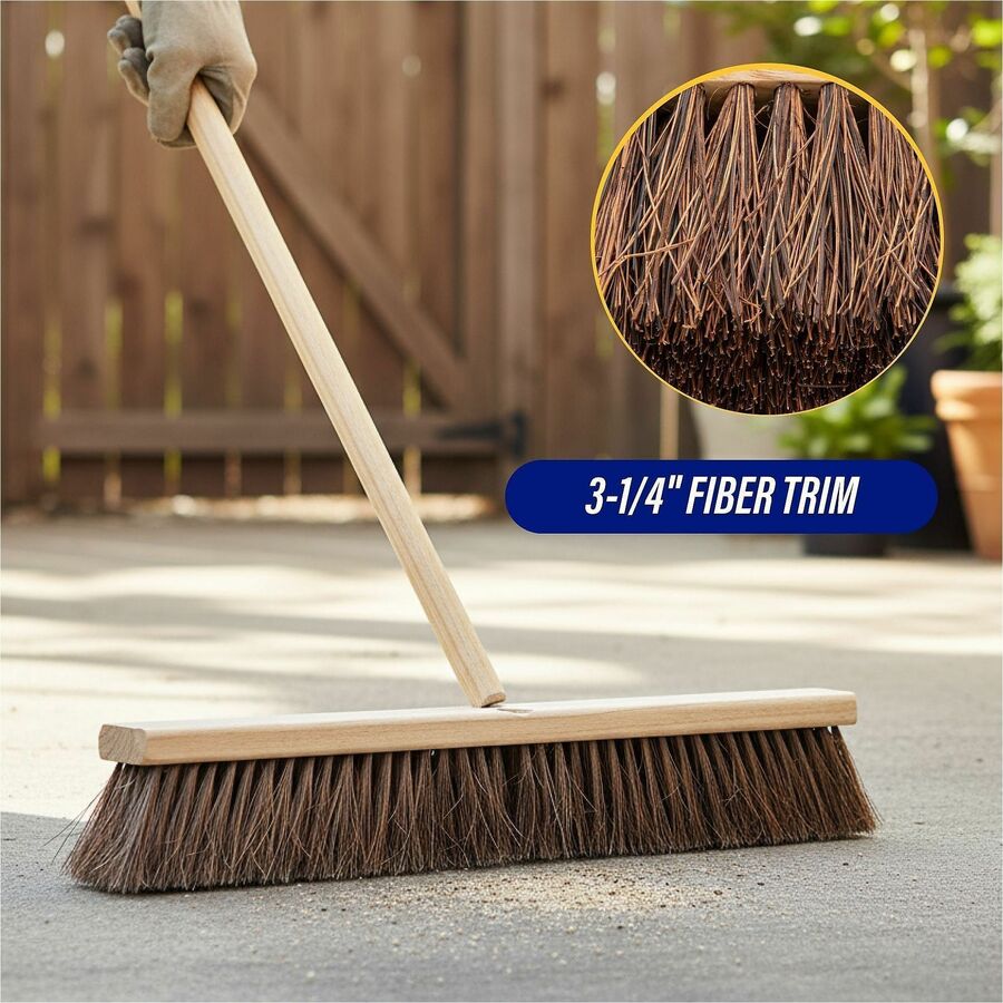 Genuine Joe 24" Push Broomhead - Brown - Lacquered Wood - 24" Length - 1 Each