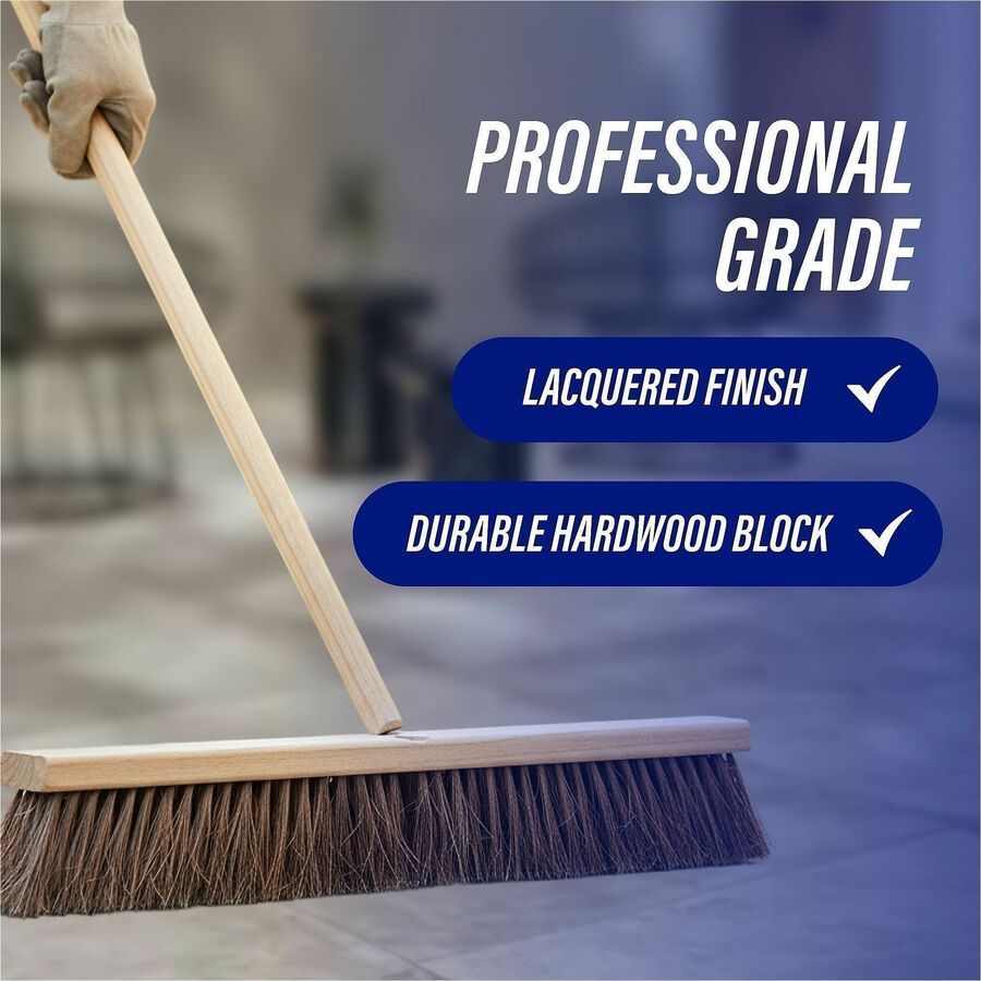 Genuine Joe 24" Push Broomhead - Brown - Lacquered Wood - 24" Length - 1 Each