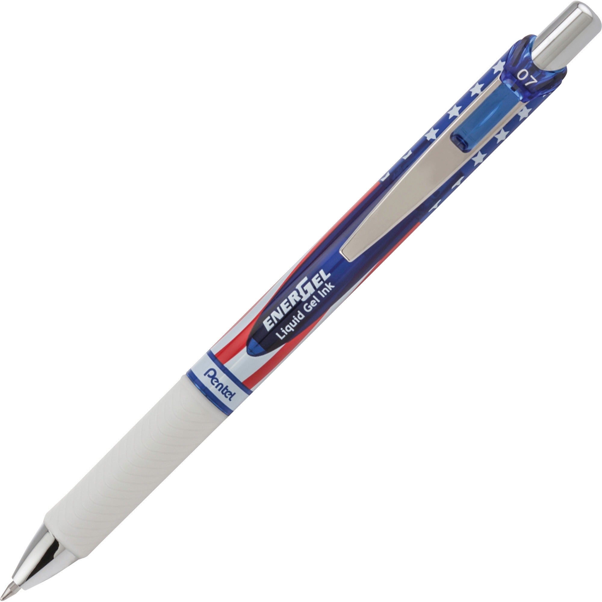EnerGel RTX Gel Pen, Retractable, Medium 0.7 mm, Black Ink, Stars and Stripes Barrel, 5/Pack