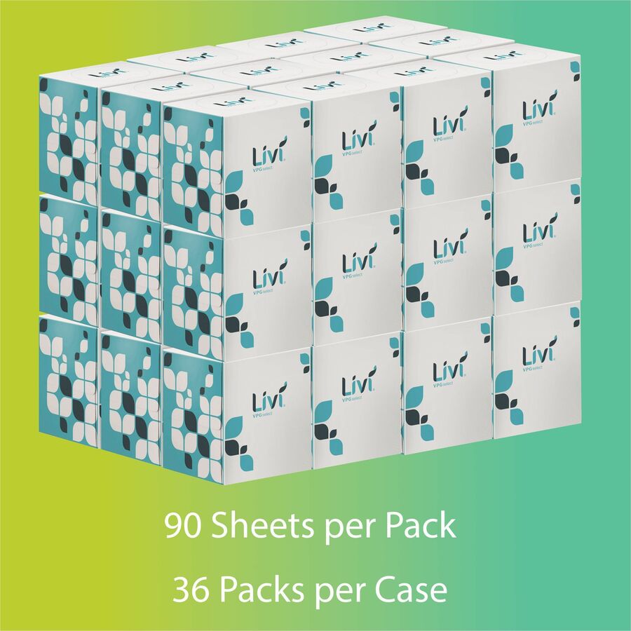 Cube Facial Tissue, 2-Ply, White, 90 Sheets/Box, 36 Boxes/Carton
