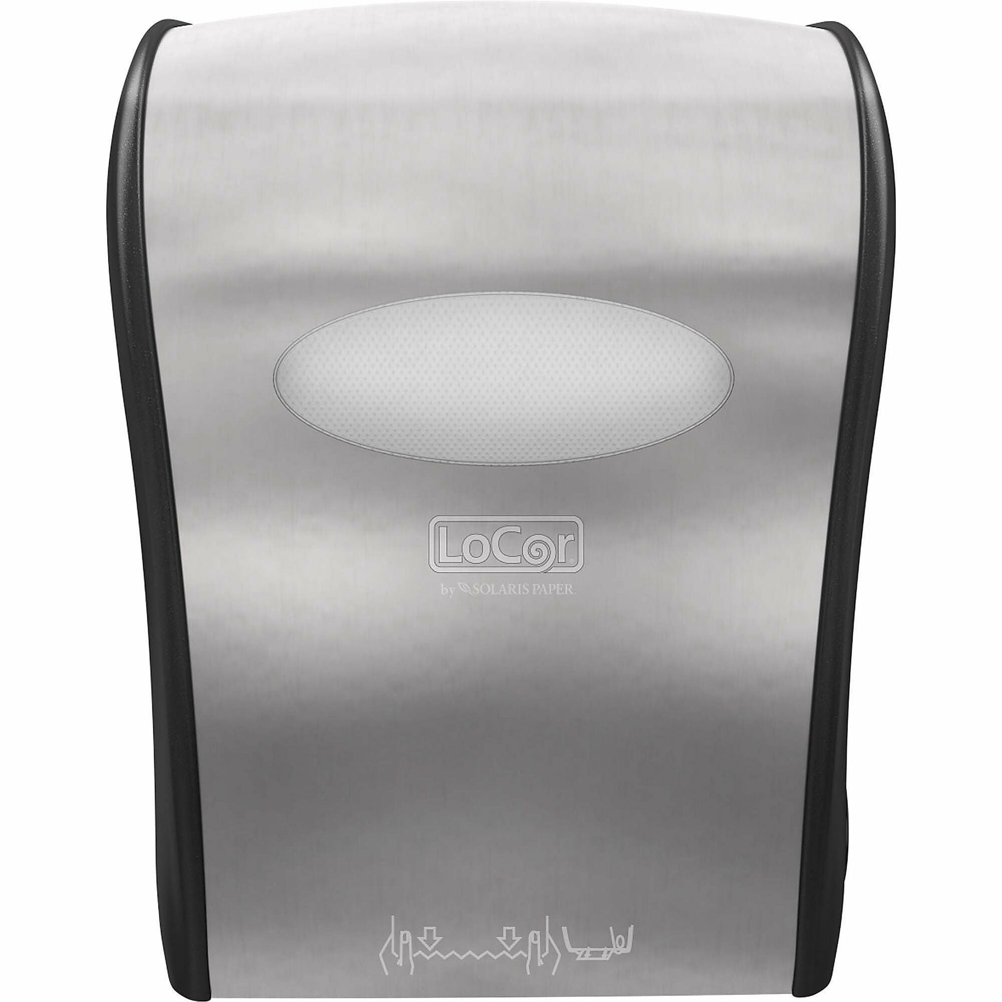 LoCor Wall-Mount Mechanical Paper Towel Dispenser, Stainless - 12.4" Height x 16.8" Width x 10" Depth - Plastic - Stainless - Wall Mountable, Impact Resistant, Bump Resistant - 1 Each