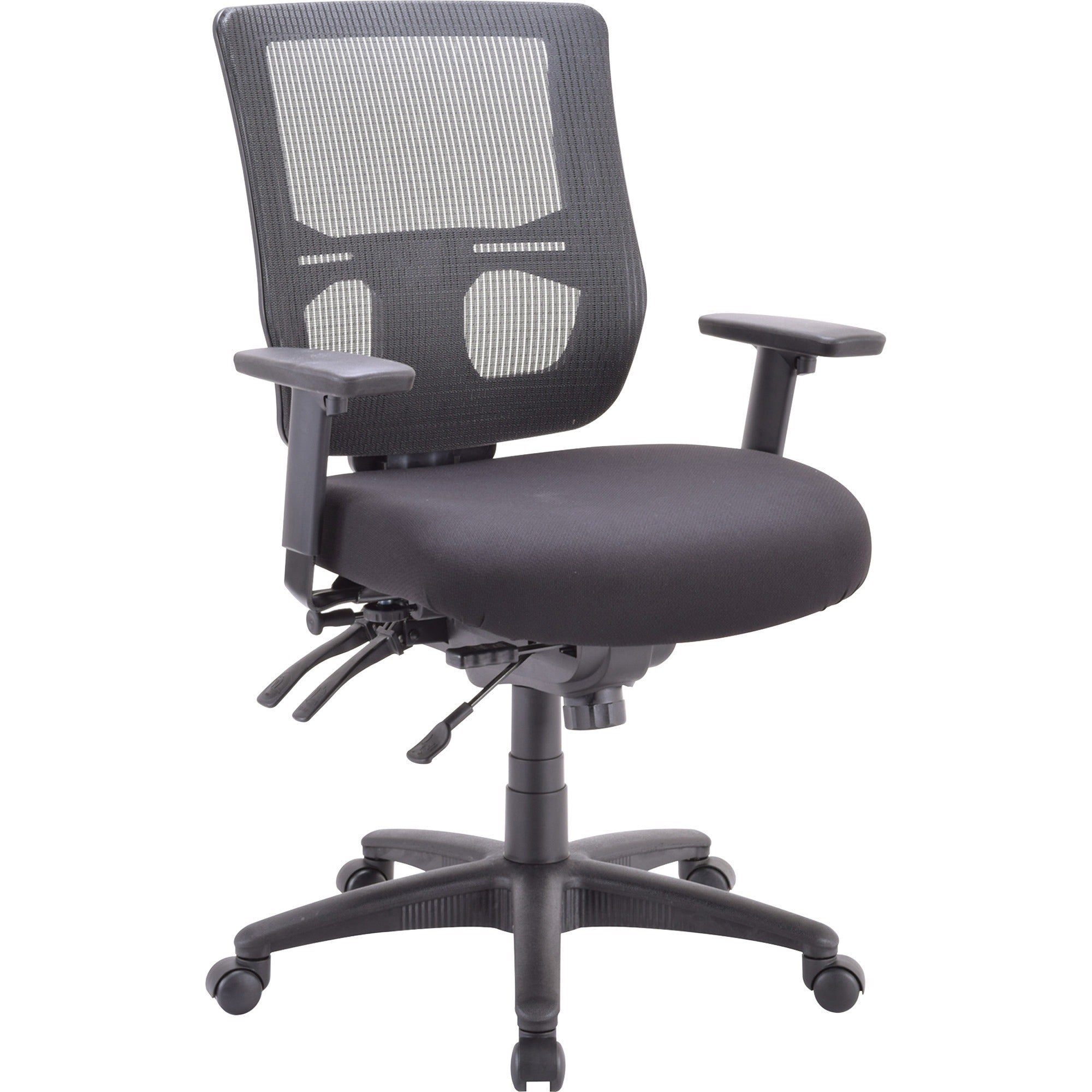 Eurotech apollo II Mid Back Multifunction Chair - Black Fabric Seat - Black Back - High Back - 5-star Base - 1 Each