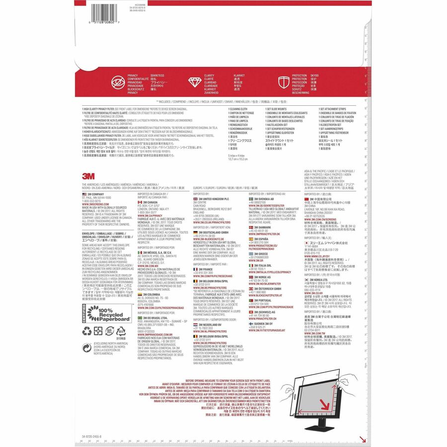 High Clarity Privacy Filter for 23.8" Widescreen Flat Panel Monitor, 16:9 Aspect Ratio