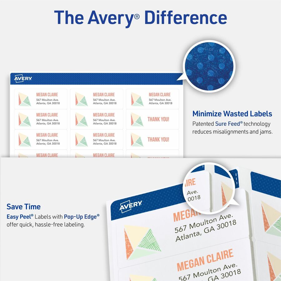 Avery 1" x 2-5/8" Labels, Ultrahold, 15,000 Labels (95520) - Waterproof - 1" Width x 2 5/8" Length - Permanent Adhesive - Rectangle - Laser - White - Film - 30 / Sheet - 500 Total Sheets - 15000 Total Label(s) - 1 - Permanent Adhesive, Durable,