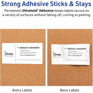 Avery 1" x 2-5/8" Labels, Ultrahold, 15,000 Labels (95520) - Waterproof - 1" Width x 2 5/8" Length - Permanent Adhesive - Rectangle - Laser - White - Film - 30 / Sheet - 500 Total Sheets - 15000 Total Label(s) - 1 - Permanent Adhesive, Durable,