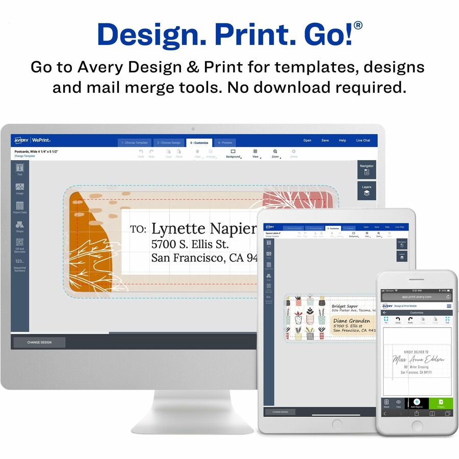 Avery 1-1/3" x 4" Labels, Ultrahold, 7,000 Labels (95522) - Waterproof - 1 21/64" Width x 4" Length - Permanent Adhesive - Rectangle - Laser - White - Film - 14 / Sheet - 500 Total Sheets - 7000 Total Label(s) - 1 - Permanent Adhesive, Durable,