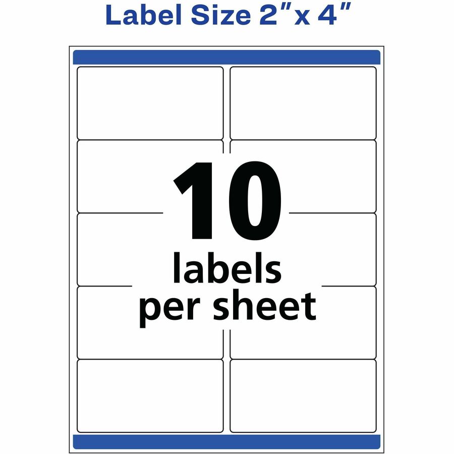 Waterproof Shipping Labels with TrueBlock and Sure Feed, Laser Printers, 2 x 4, White, 10/Sheet, 500 Sheets/Box