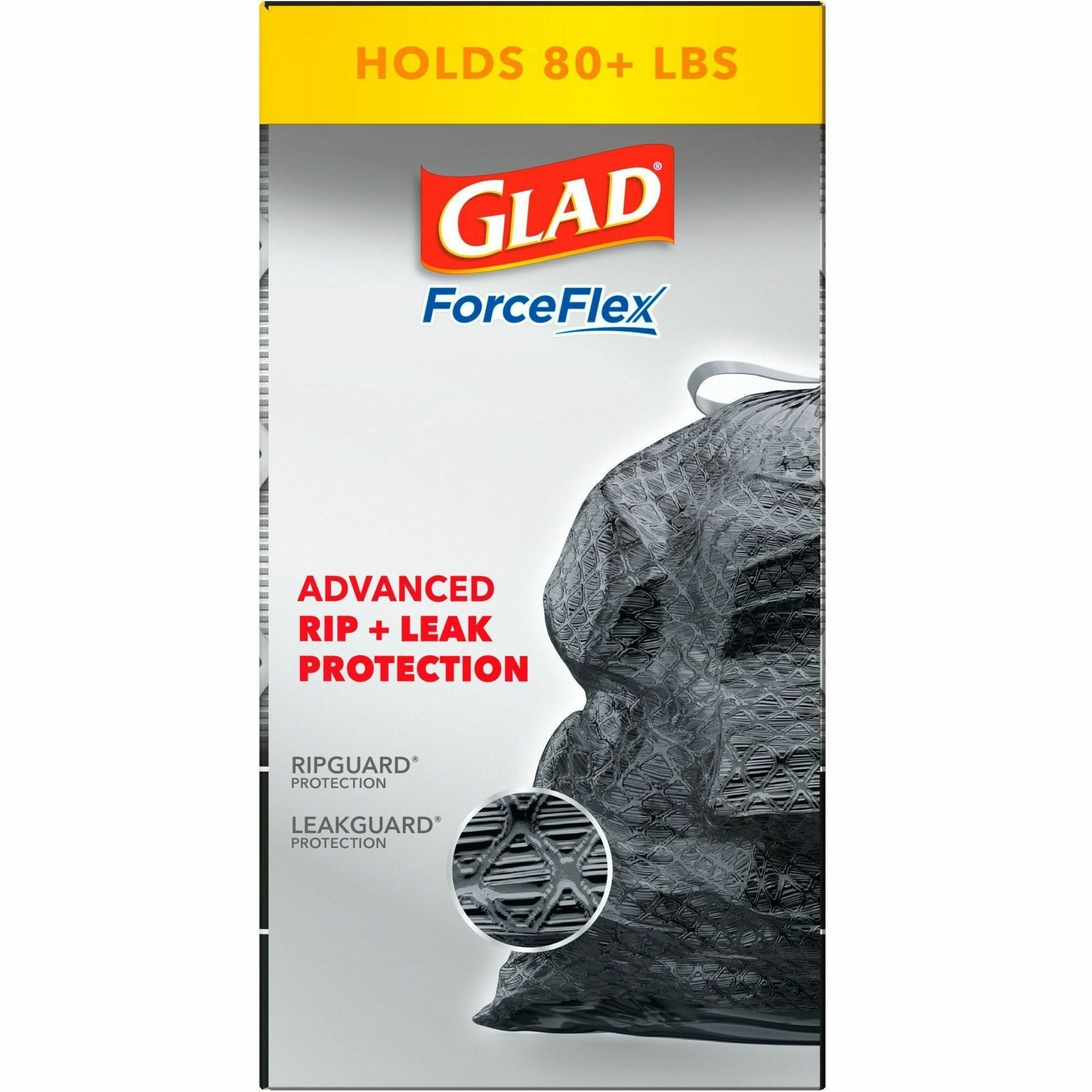 Glad ForceFlexPlus Drawstring Large Trash Bags - Large Size - 30 gal Capacity - 30" Width x 32.01" Length - 0.90 mil (23 Micron) Thickness - Drawstring Closure - Black - 1Box - 50 Per Box - Garbage, Indoor, Outdoor, Home, Office, Restaurant, Commerci - 4