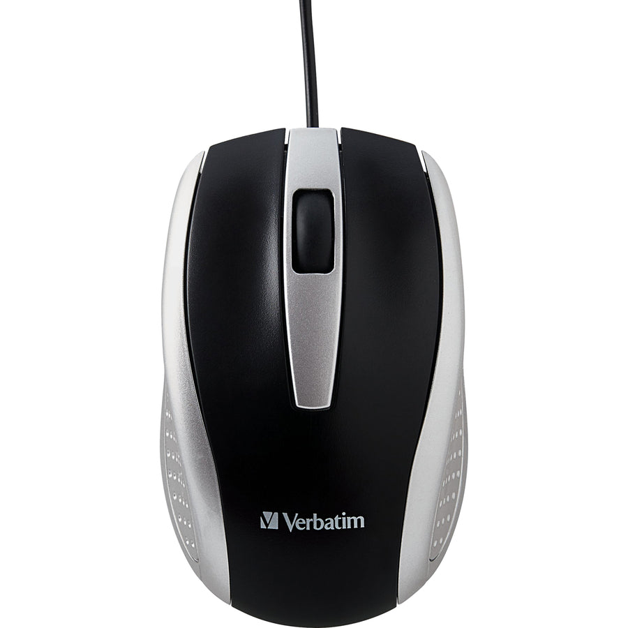 Verbatim Corded Notebook Optical Mouse - Silver - Optical - Cable - Silver - 1 Pack - USB Type A - Scroll Wheel - 3 Button(s)