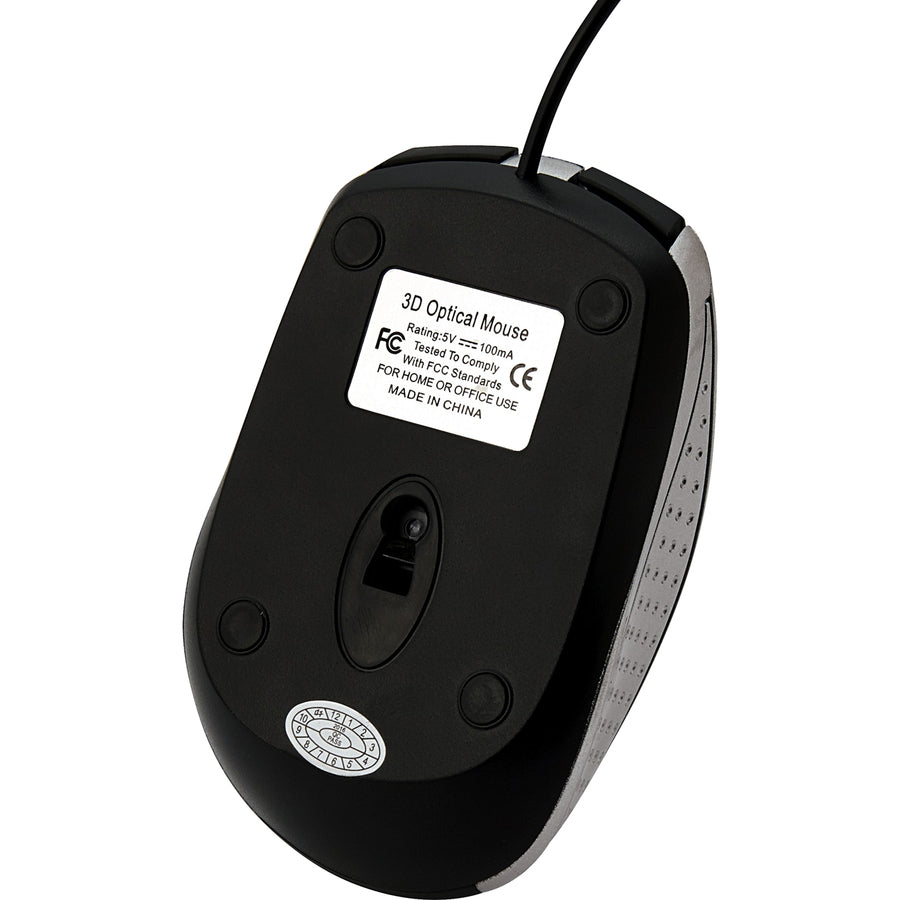 Verbatim Corded Notebook Optical Mouse - Silver - Optical - Cable - Silver - 1 Pack - USB Type A - Scroll Wheel - 3 Button(s)