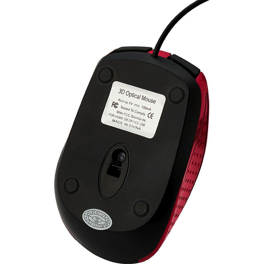Verbatim Corded Notebook Optical Mouse - Red - Optical - Cable - Red - 1 Pack - USB Type A - Scroll Wheel - 3 Button(s)