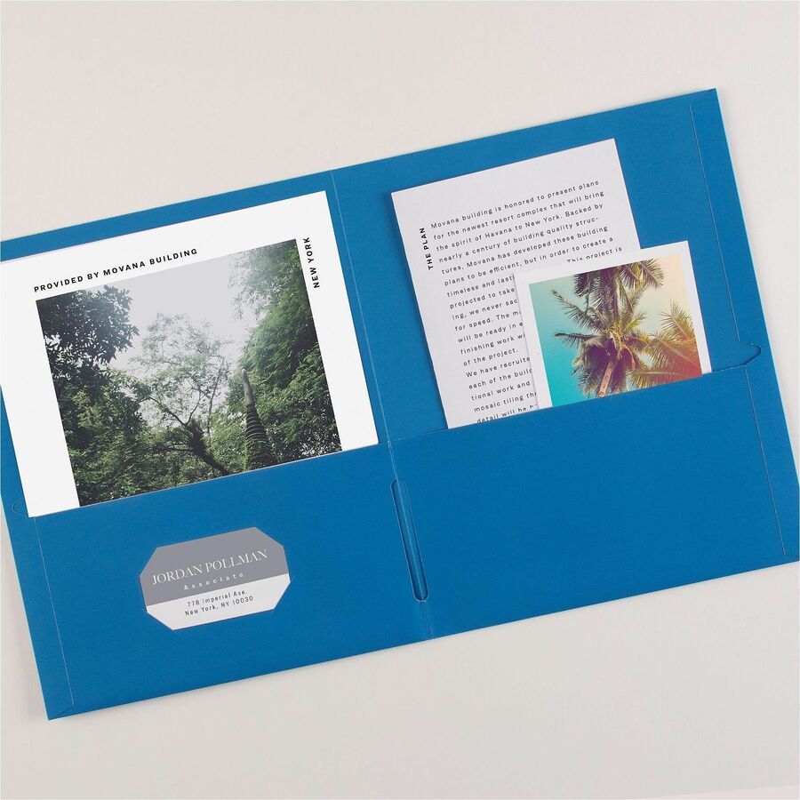 Avery Letter Pocket Folder - 8 1/2" x 11" - 40 Sheet Capacity - 2 Internal Pocket(s) - Light Blue - 125 / Carton