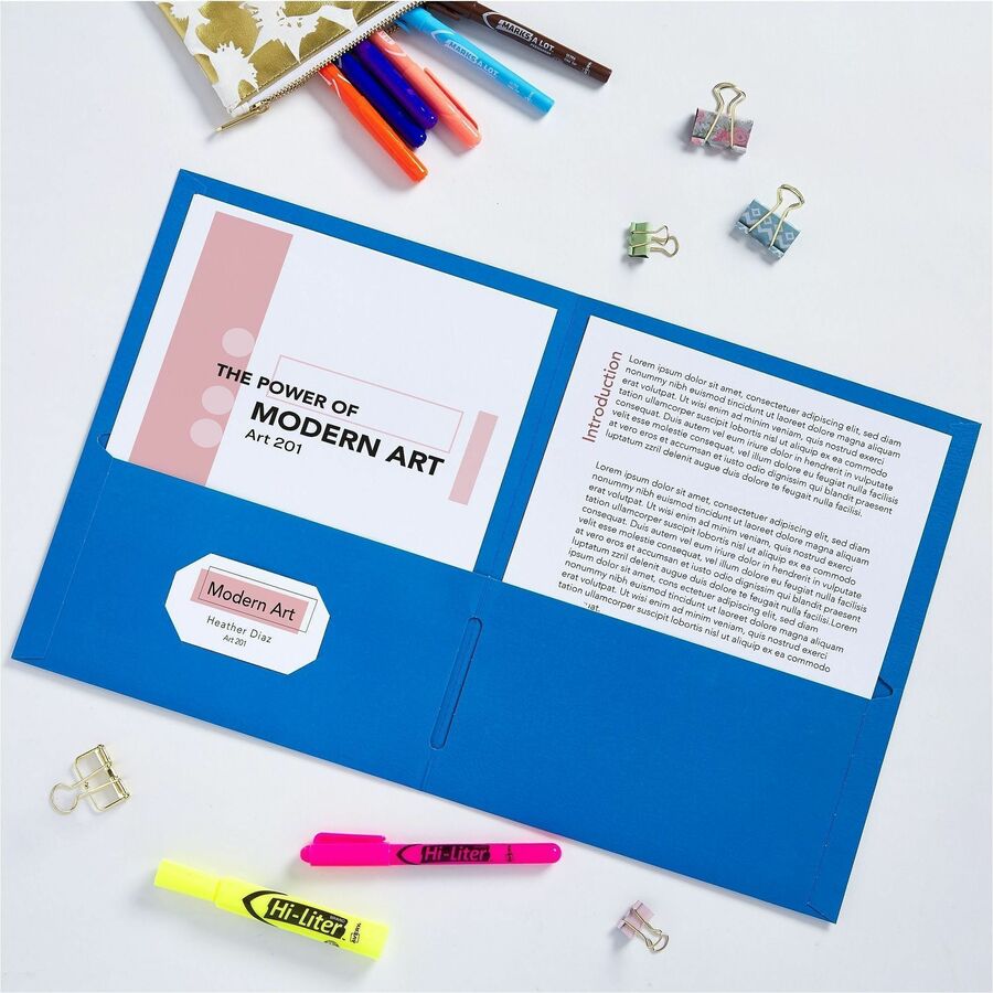 Avery Letter Pocket Folder - 8 1/2" x 11" - 40 Sheet Capacity - 2 Internal Pocket(s) - Light Blue - 125 / Carton
