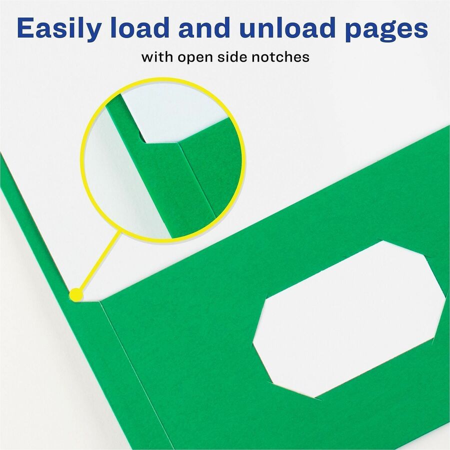Avery Letter Pocket Folder - 8 1/2" x 11" - 40 Sheet Capacity - 2 Internal Pocket(s) - Embossed Paper - Green - 125 / Carton
