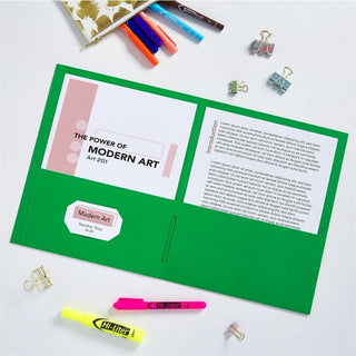 Avery Letter Pocket Folder - 8 1/2" x 11" - 40 Sheet Capacity - 2 Internal Pocket(s) - Embossed Paper - Green - 125 / Carton