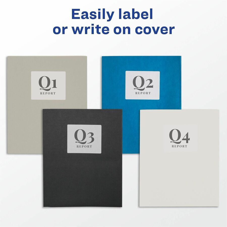 Avery Letter Pocket Folder - 8 1/2" x 11" - 40 Sheet Capacity - 2 Internal Pocket(s) - Embossed Paper - Black - 125 / Carton