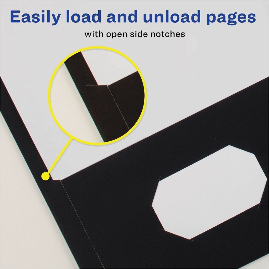 Avery Letter Pocket Folder - 8 1/2" x 11" - 40 Sheet Capacity - 2 Internal Pocket(s) - Embossed Paper - Black - 125 / Carton