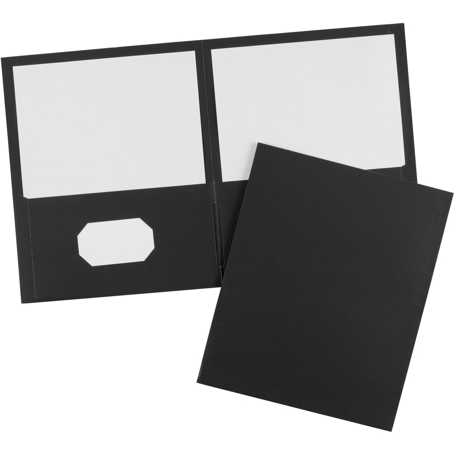 Avery Letter Pocket Folder - 8 1/2" x 11" - 40 Sheet Capacity - 2 Internal Pocket(s) - Embossed Paper - Black - 125 / Carton
