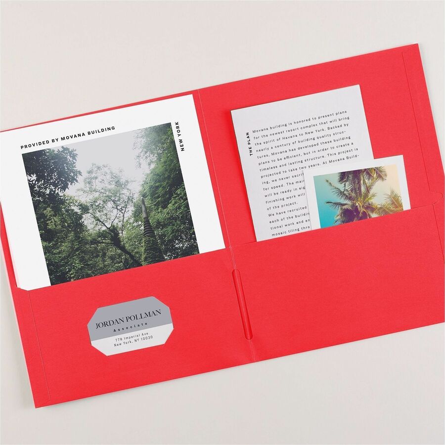 Avery Letter Pocket Folder - 8 1/2" x 11" - 40 Sheet Capacity - 2 Internal Pocket(s) - Embossed Paper - Red - 125 / Carton