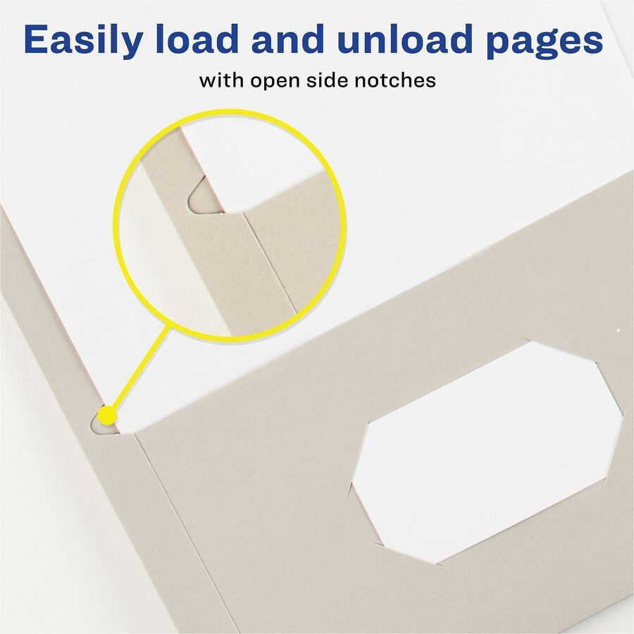 Avery Letter Pocket Folder - 8 1/2" x 11" - 40 Sheet Capacity - 2 Internal Pocket(s) - Embossed Paper - Gray - 125 / Carton