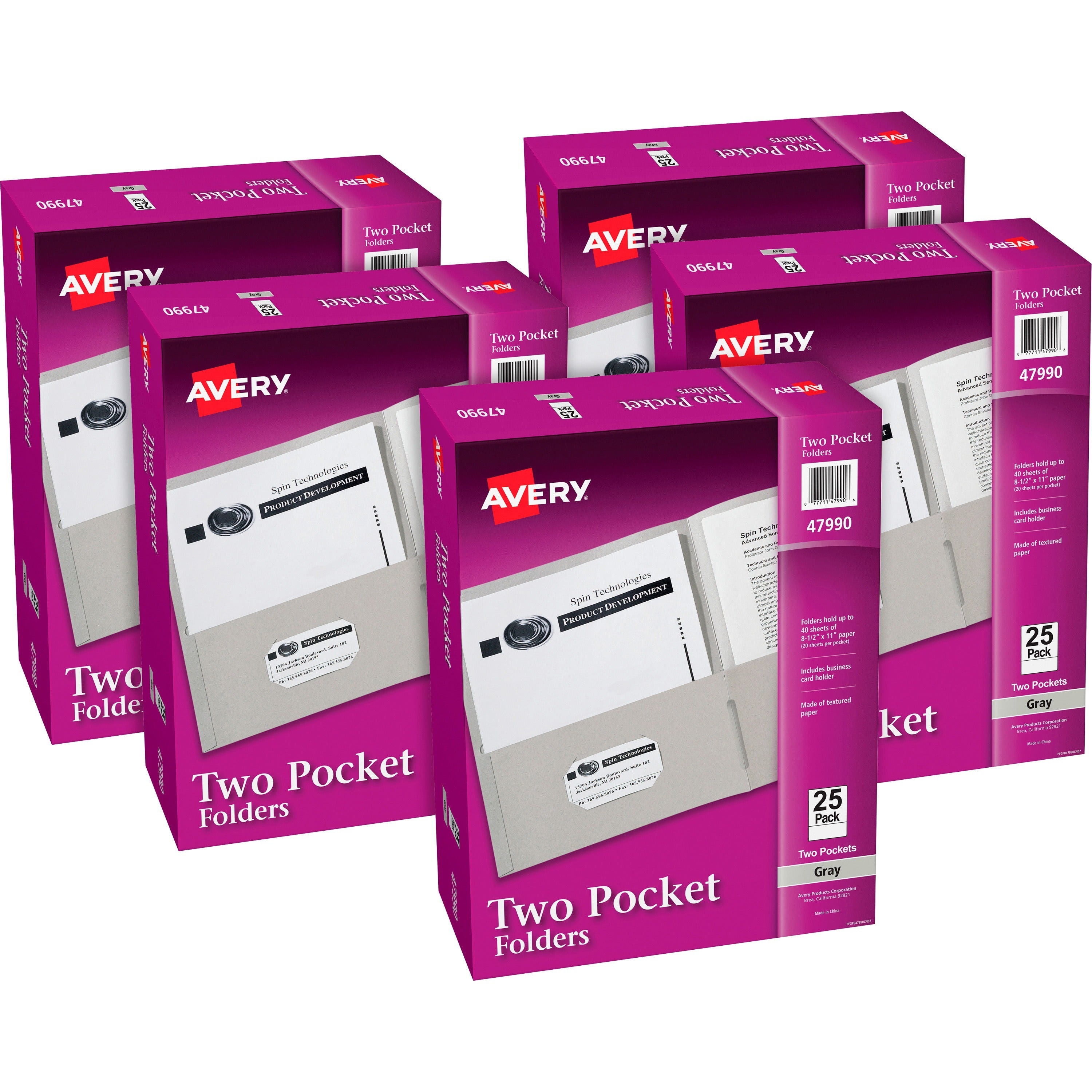 avery-letter-pocket-folder-8-1-2-x-11-40-sheet-capacity-2-internal-pockets-embossed-paper-gray-125-carton_ave47990ct - 1