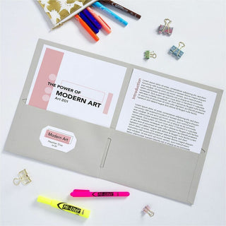Avery Letter Pocket Folder - 8 1/2" x 11" - 40 Sheet Capacity - 2 Internal Pocket(s) - Embossed Paper - Gray - 125 / Carton