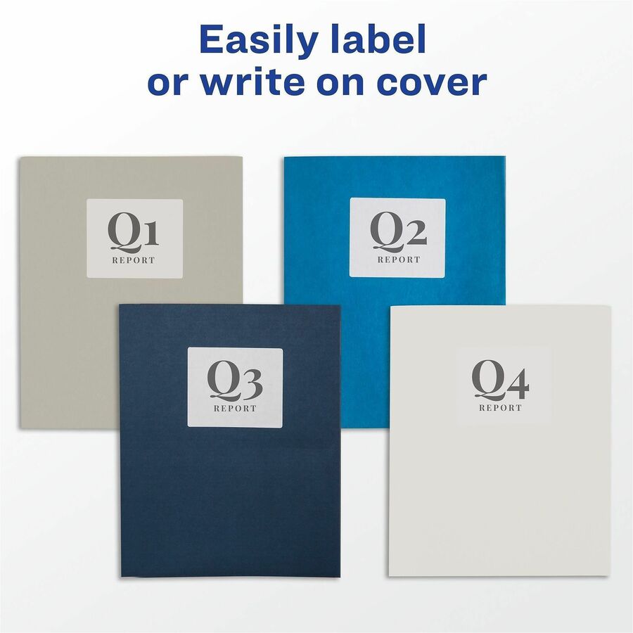Avery Letter Pocket Folder - 8 1/2" x 11" - 40 Sheet Capacity - 2 Internal Pocket(s) - Embossed Paper - White - 125 / Carton