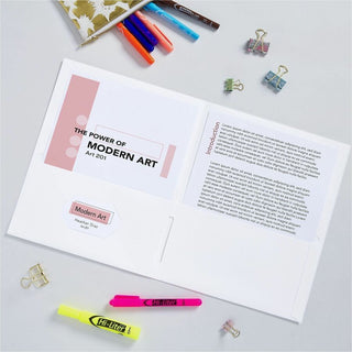 Avery Letter Pocket Folder - 8 1/2" x 11" - 40 Sheet Capacity - 2 Internal Pocket(s) - Embossed Paper - White - 125 / Carton