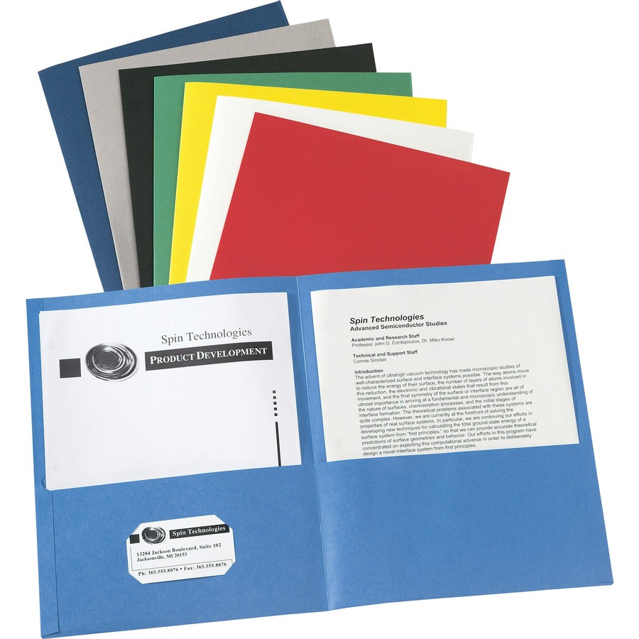 Avery Letter Pocket Folder - 8 1/2" x 11" - 40 Sheet Capacity - 2 Internal Pocket(s) - Embossed Paper - Yellow - 125 / Carton