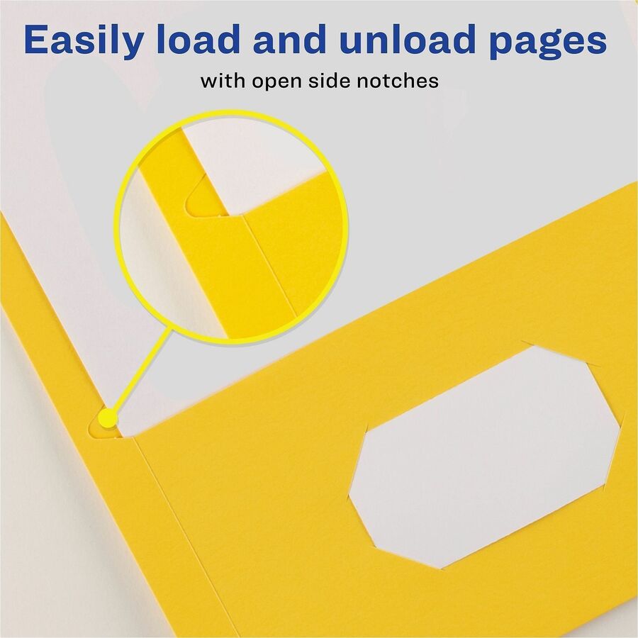 Avery Letter Pocket Folder - 8 1/2" x 11" - 40 Sheet Capacity - 2 Internal Pocket(s) - Embossed Paper - Yellow - 125 / Carton