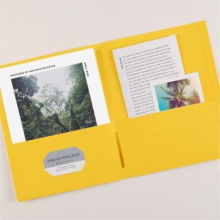 Avery Letter Pocket Folder - 8 1/2" x 11" - 40 Sheet Capacity - 2 Internal Pocket(s) - Embossed Paper - Yellow - 125 / Carton