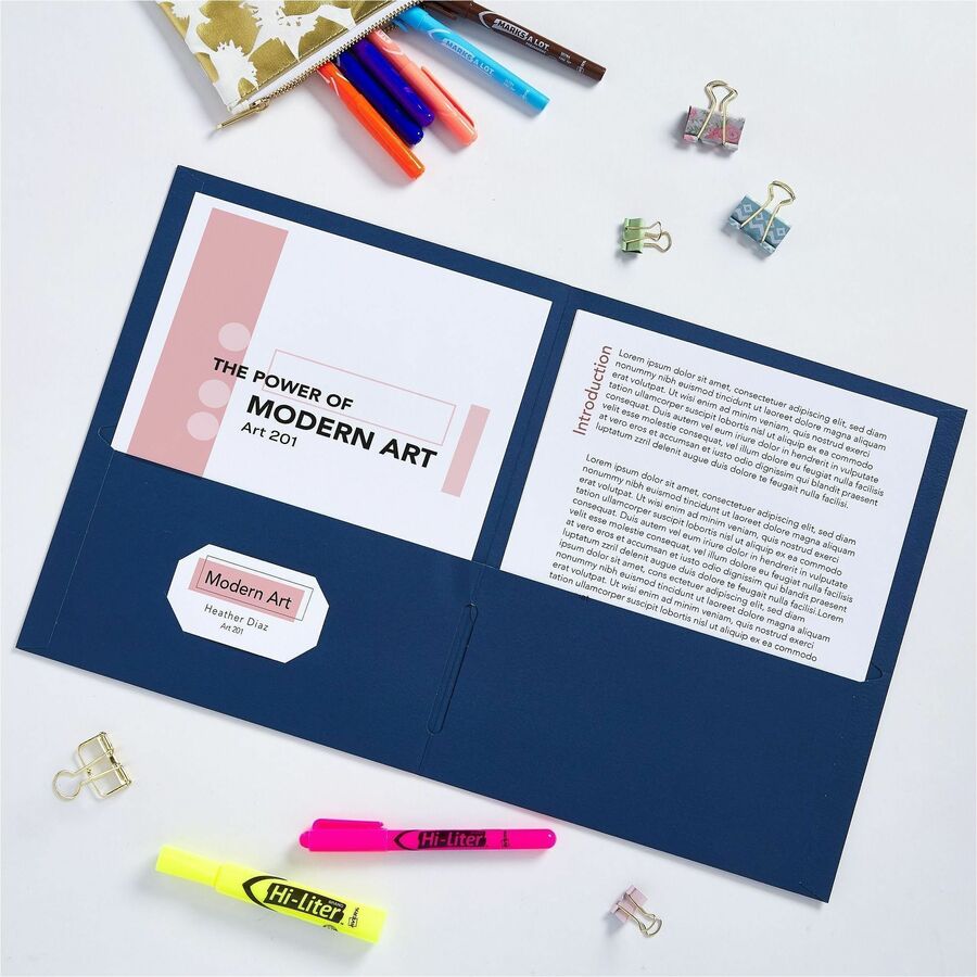Avery Letter Pocket Folder - 8 1/2" x 11" - 40 Sheet Capacity - 2 Internal Pocket(s) - Embossed Paper - Assorted - 125 / Carton