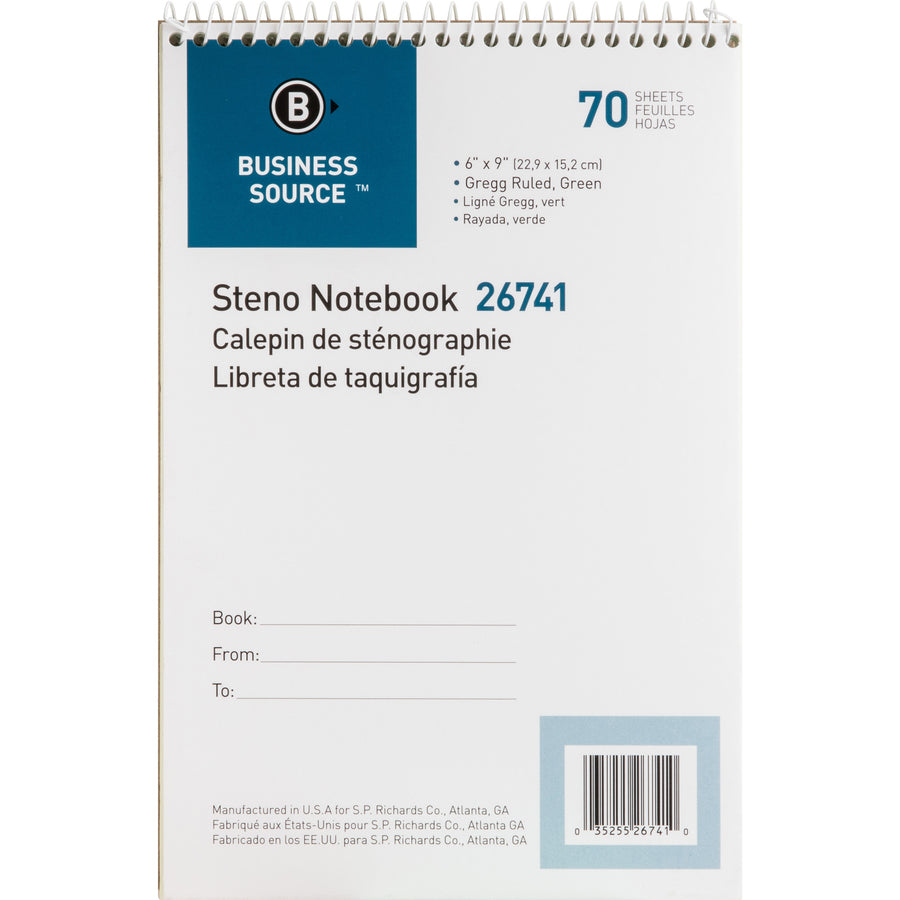 business-source-steno-notebook-70-sheets-wire-bound-gregg-ruled-margin-15-lb-basis-weight-6-x-9-green-paper-stiff-back-12-pack_bsn26741pk - 6
