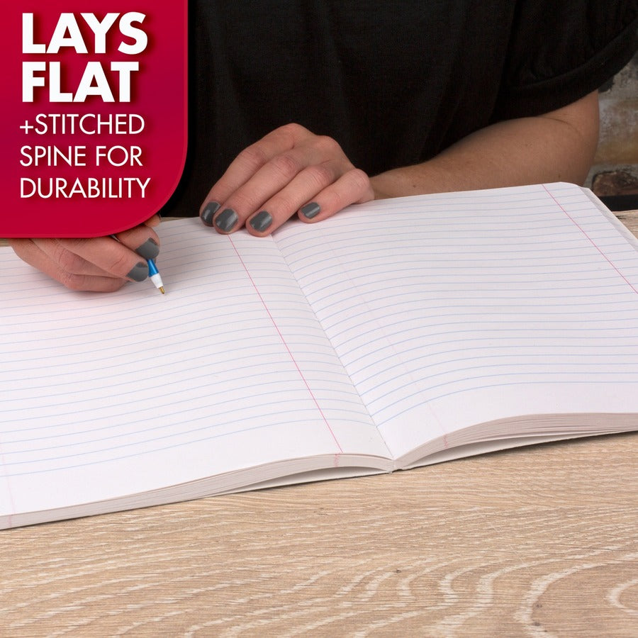Mead Wide Ruled Composition Notebook - 100 Sheets - Sewn - 7 1/2" x 9 3/4" - White Paper - Black Marble Cover - 12 / Carton